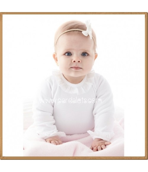 Body blanco manga larga cuello batista Babidu