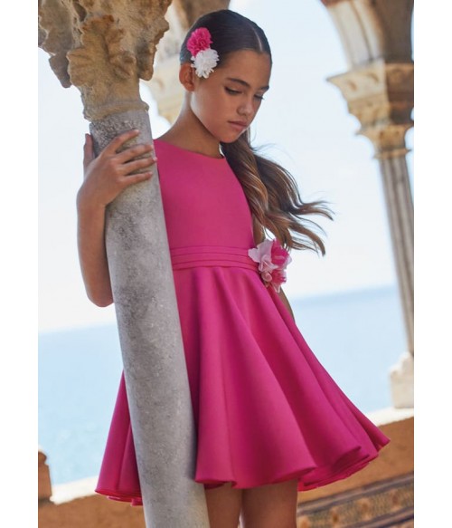 Vestido crepe color fresa...