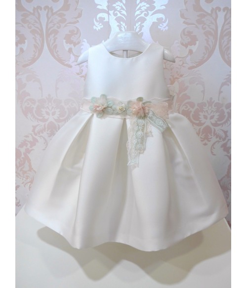 Vestido mikado blanco y...