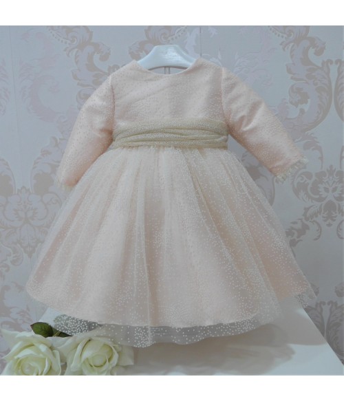 Vestido mikado salmón con...