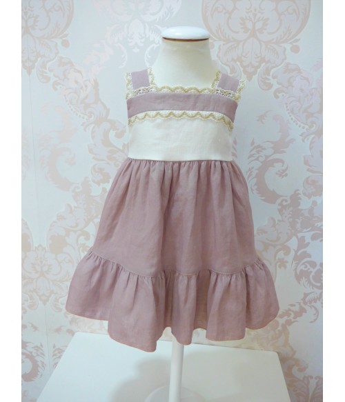 Vestido tirantes lino malva...